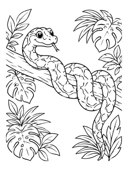 Free printable Friendly Python On Tree Branch coloring page