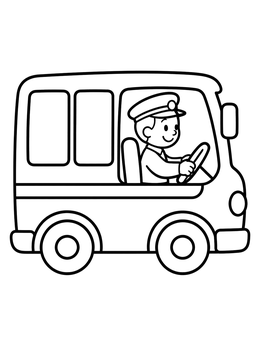 Free printable Friendly Bus Driver In Bus coloring page