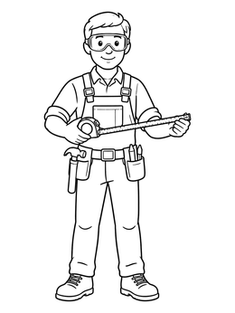 Free printable Friendly Carpenter With Tape Measure coloring page