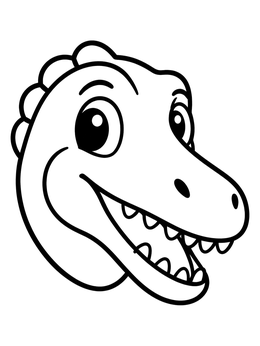 Free printable Friendly Cartoon Dinosaur Head Portrait coloring page