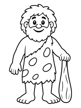 Free printable Friendly Cartoon Caveman With Club coloring page