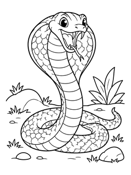 Free printable Friendly Cartoon Cobra In Nature coloring page