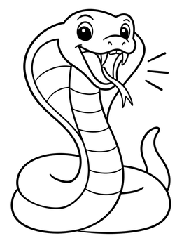 Free printable Friendly Cartoon Cobra Snake coloring page