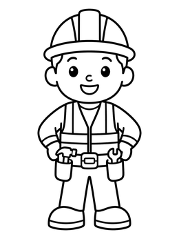 Free printable Friendly Cartoon Construction Worker coloring page