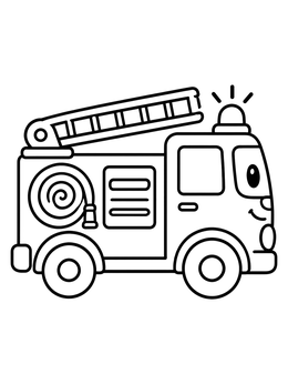 Free printable Friendly Cartoon Fire Truck coloring page