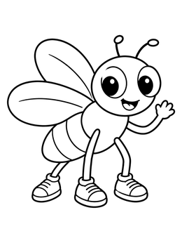 Free printable Friendly Cartoon Fly In Sneakers coloring page
