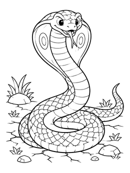 Free printable Friendly Cartoon King Cobra coloring page