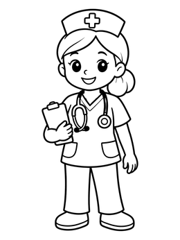 Free printable Friendly Cartoon Nurse With Stethoscope coloring page
