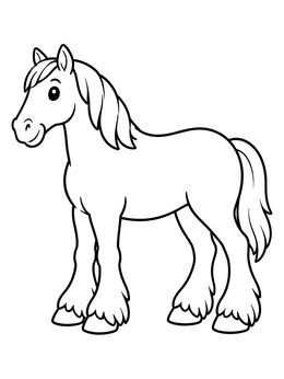 Free printable Friendly Clydesdale Draft Horse coloring page