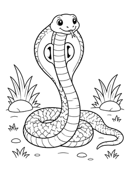 Free printable Friendly Cobra In The Grass coloring page