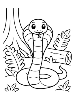 Free printable Friendly Little Cobra In The Rainforest coloring page