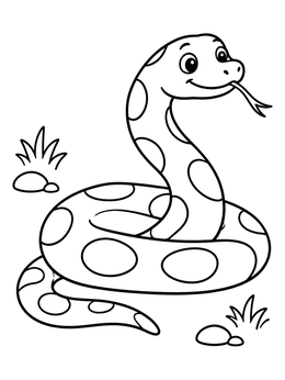 Free printable Friendly Coiled Anaconda With Tongue coloring page