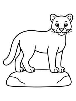 Free printable Friendly Cougar On A Rock coloring page