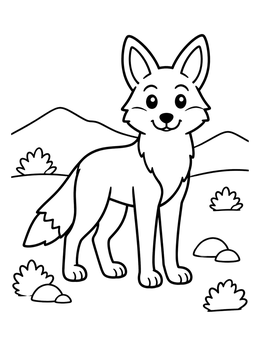 Free printable Friendly Coyote In The Desert coloring page