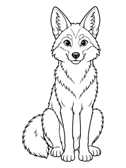 Free printable Friendly Coyote Sitting Alert coloring page