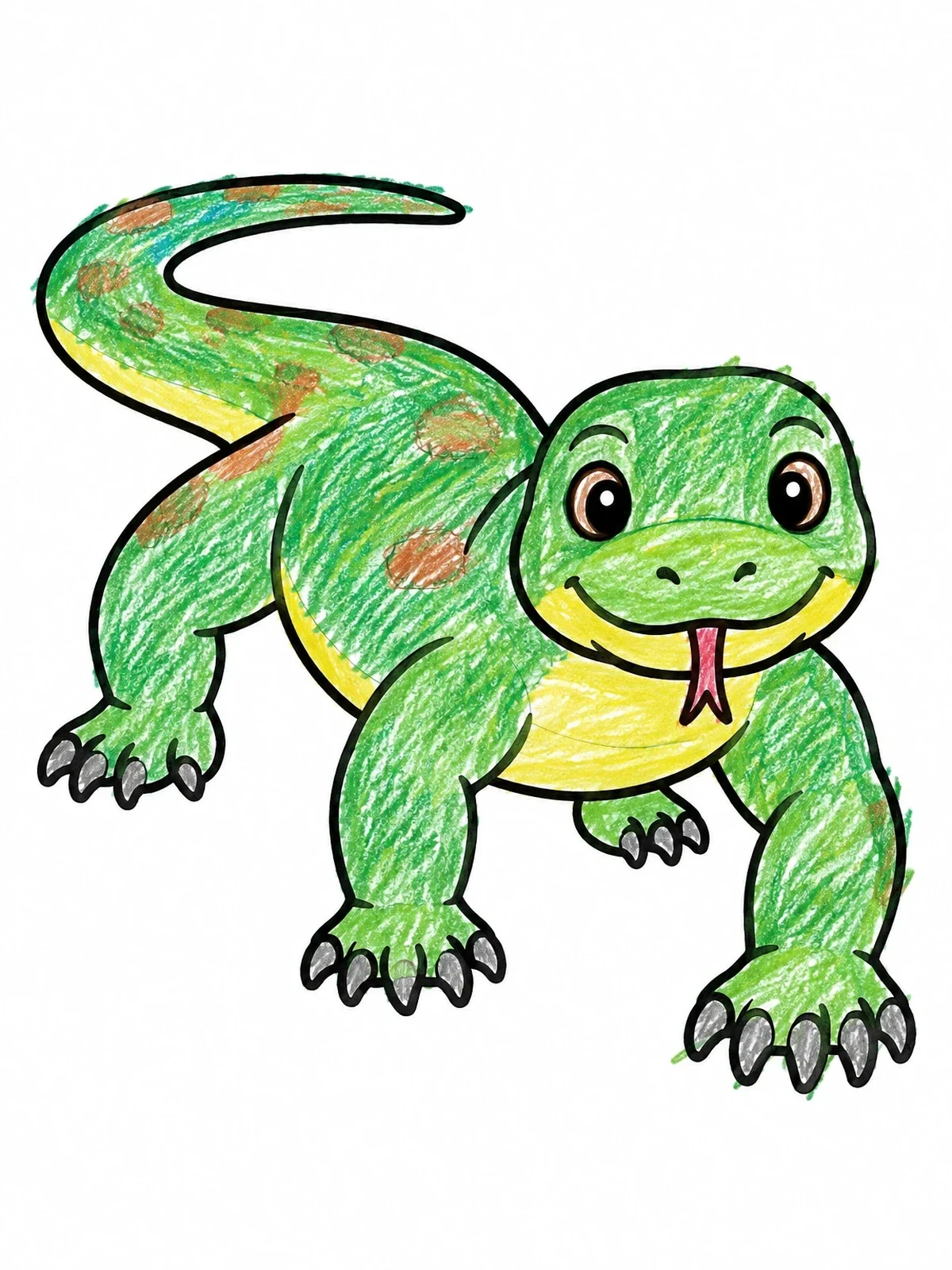 Colored example of the Friendly Crawling Komodo Dragon coloring page