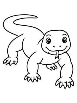 Free printable Friendly Crawling Komodo Dragon coloring page