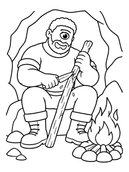 Free printable Friendly Cyclops By The Campfire coloring page