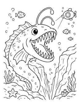Free printable Friendly Deep Sea Angler Monster coloring page