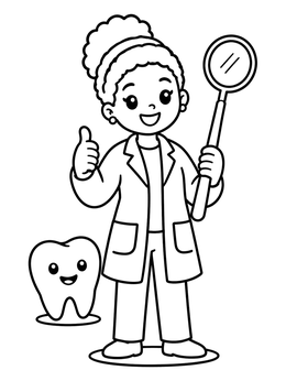 Free printable Friendly Dentist With Giant Tooth Mirror coloring page