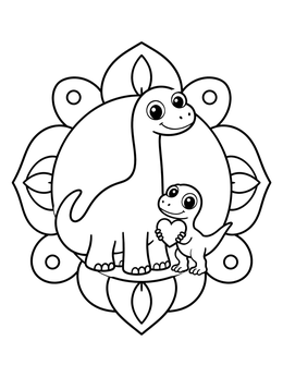 Free printable Friendly Dinosaurs With Little Heart coloring page