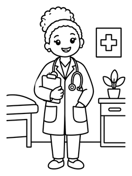 Free printable Friendly Doctor In The Clinic coloring page