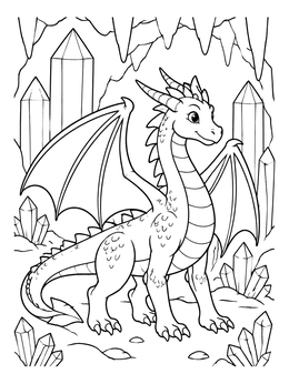 Free printable Friendly Dragon In Crystal Cave coloring page