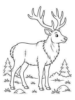Free printable Friendly Elk In The Forest coloring page