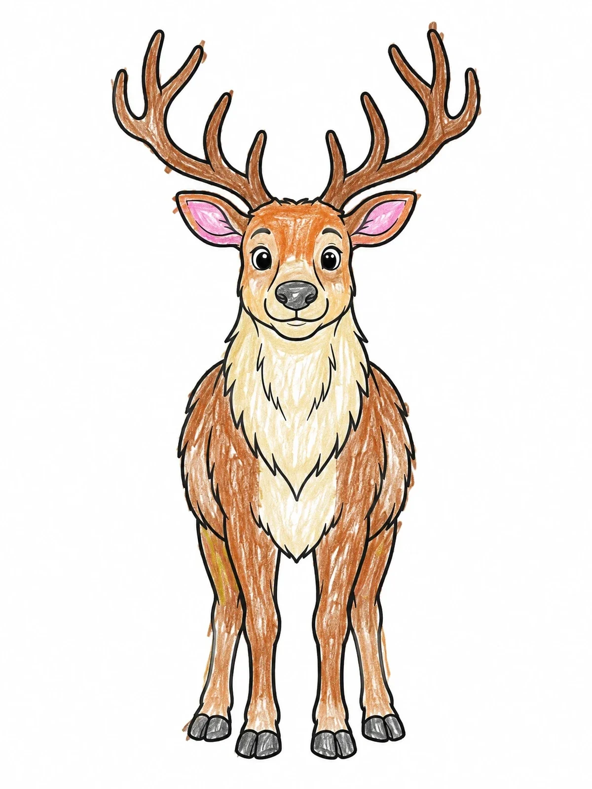Colored example of the Friendly Elk Standing Proud coloring page