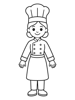 Free printable Friendly Female Chef In Uniform coloring page