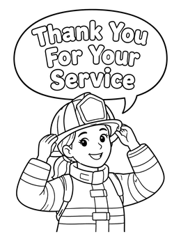 Free printable Friendly Firefighter Putting On Helmet coloring page