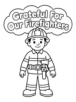 Free printable Friendly Firefighter With Rescue Axe coloring page