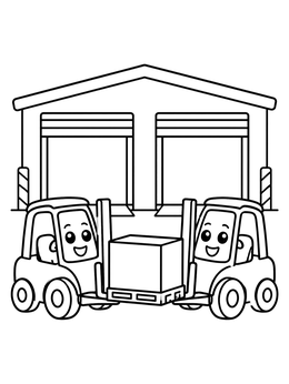 Free printable Friendly Forklifts At The Warehouse coloring page