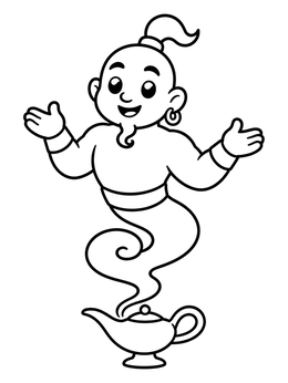 Free printable Friendly Genie From Magic Lamp coloring page