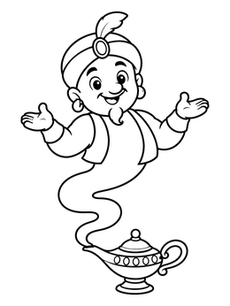 Free printable Friendly Genie From Magic Lamp coloring page