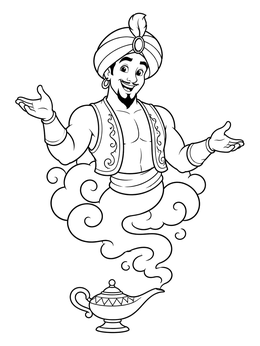 Free printable Friendly Genie From Magic Lamp coloring page
