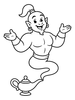 Free printable Friendly Genie From Magic Lamp coloring page