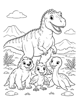 Free printable Friendly Gigantosaurus With Cute Prehistoric Friends coloring page
