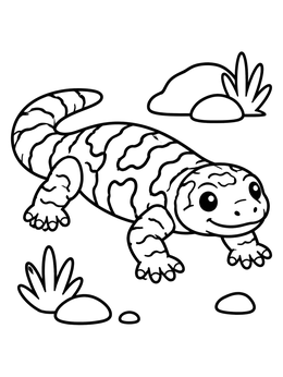 Free printable Friendly Gila Monster Crawling Outdoors coloring page