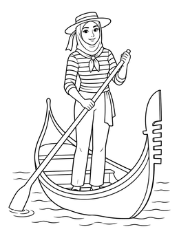 Free printable Friendly Gondolier Steering In Venice coloring page