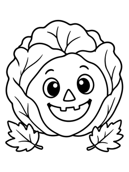 Free printable Friendly Jack O' Lantern Cabbage Head coloring page