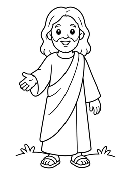 Free printable Friendly Jesus Reaching Out coloring page