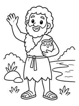 Free printable Friendly John The Baptist With Honey coloring page