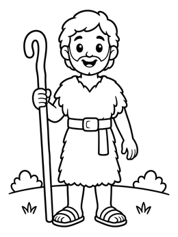 Free printable Friendly John The Baptist With Staff coloring page