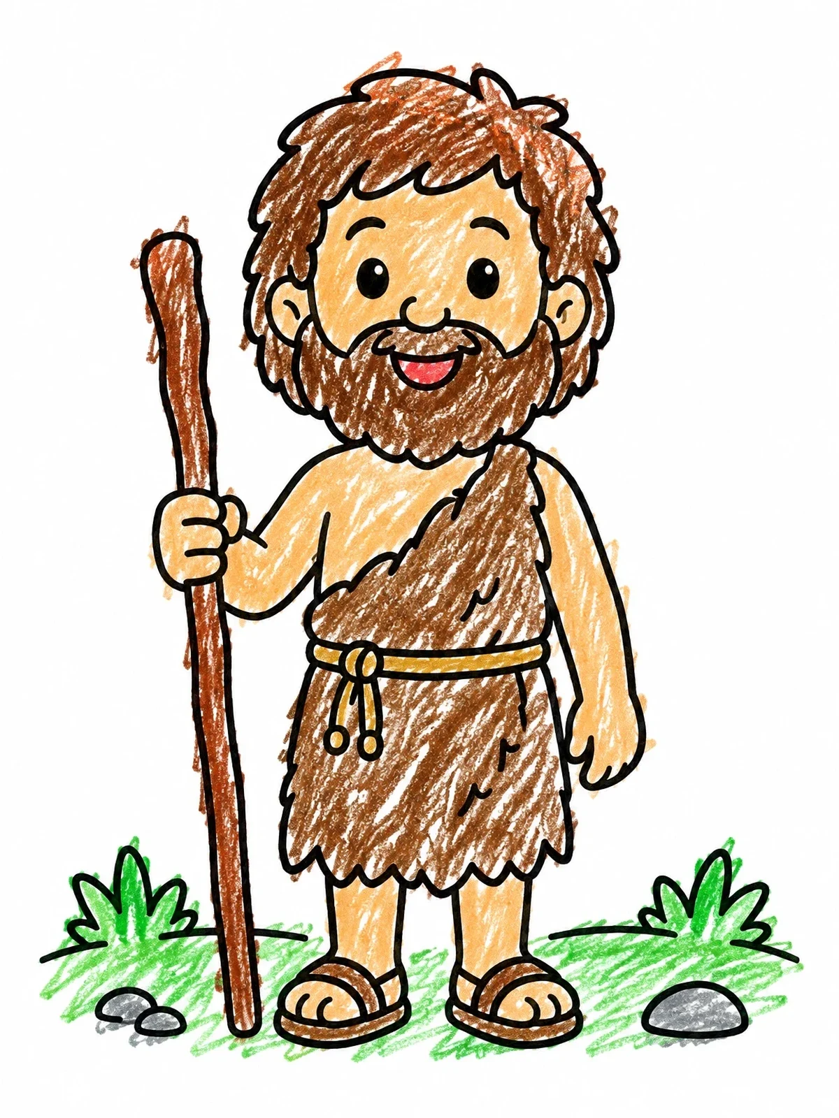 Colored example of the Friendly John The Baptist With Staff coloring page