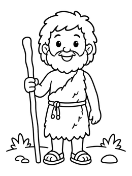 Free printable Friendly John The Baptist With Staff coloring page
