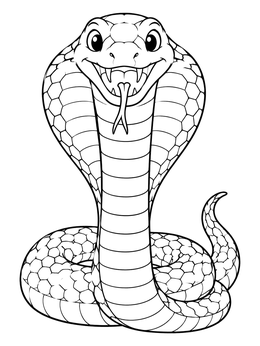 Free printable Friendly King Cobra With Flared Hood coloring page
