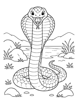 Free printable Friendly King Cobra In Nature coloring page