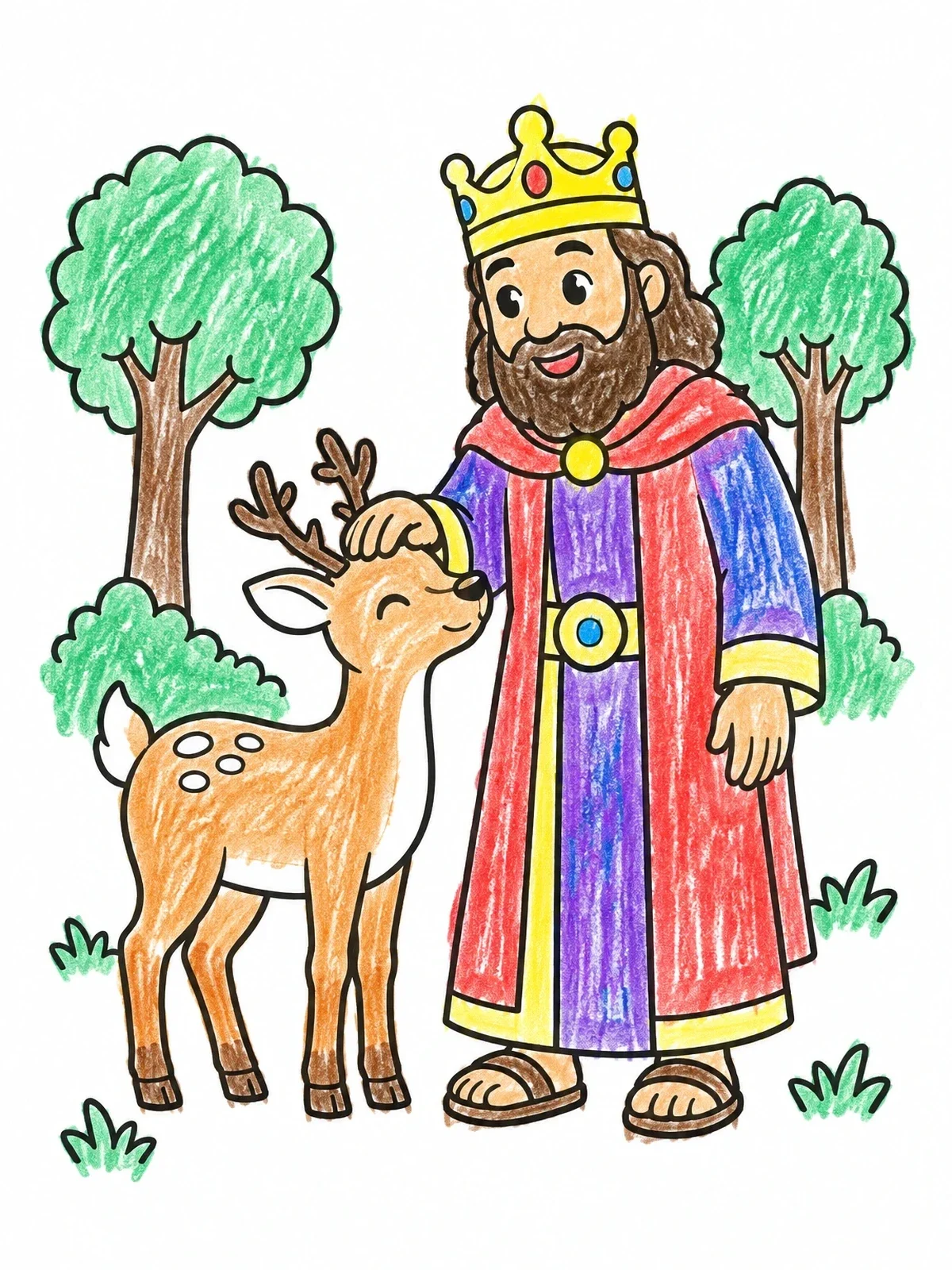 Colored example of the Friendly King Petting Forest Deer coloring page