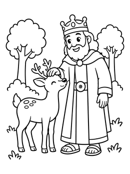 Free printable Friendly King Petting Forest Deer coloring page